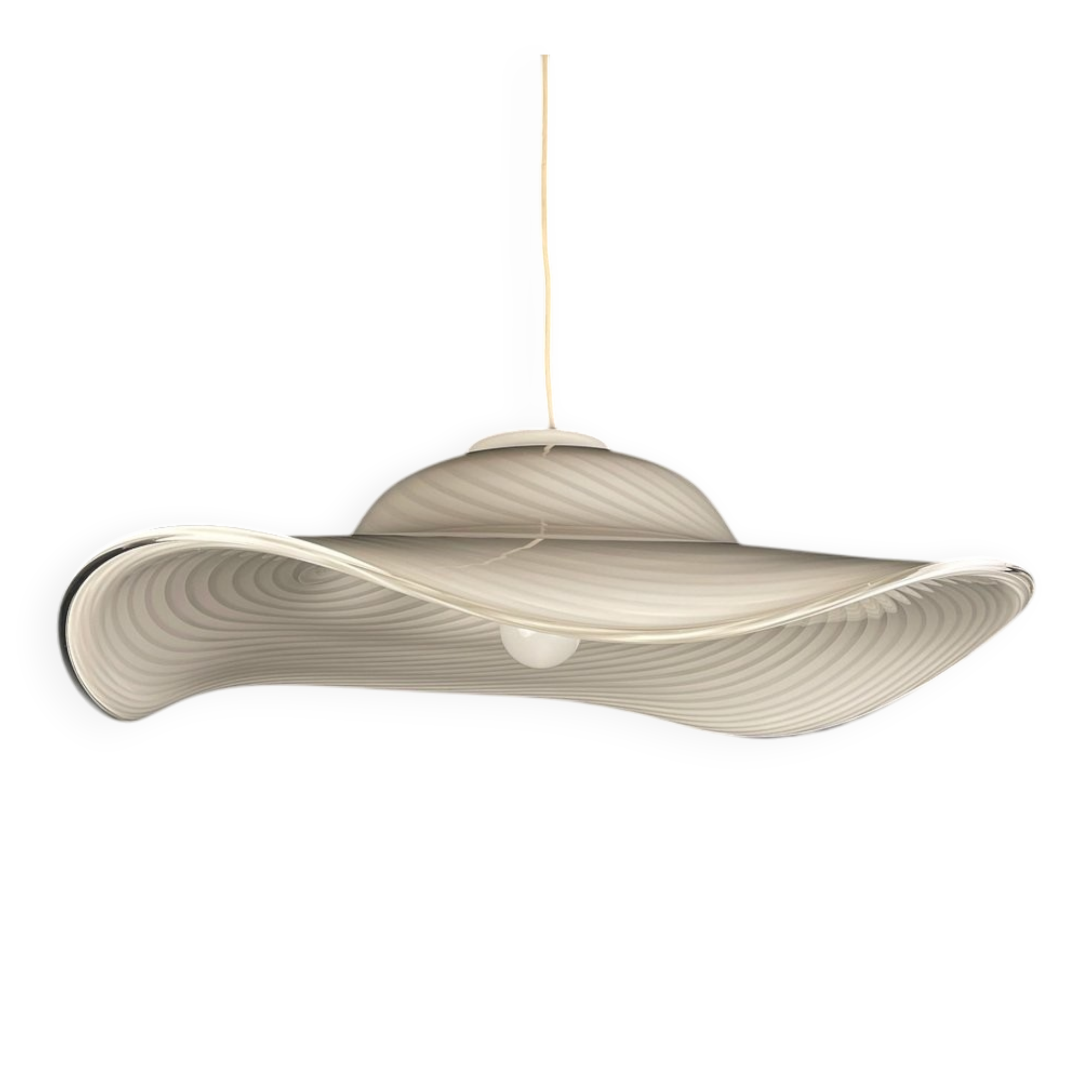 Swirling white Murano glass pendant, Italy, 1970s