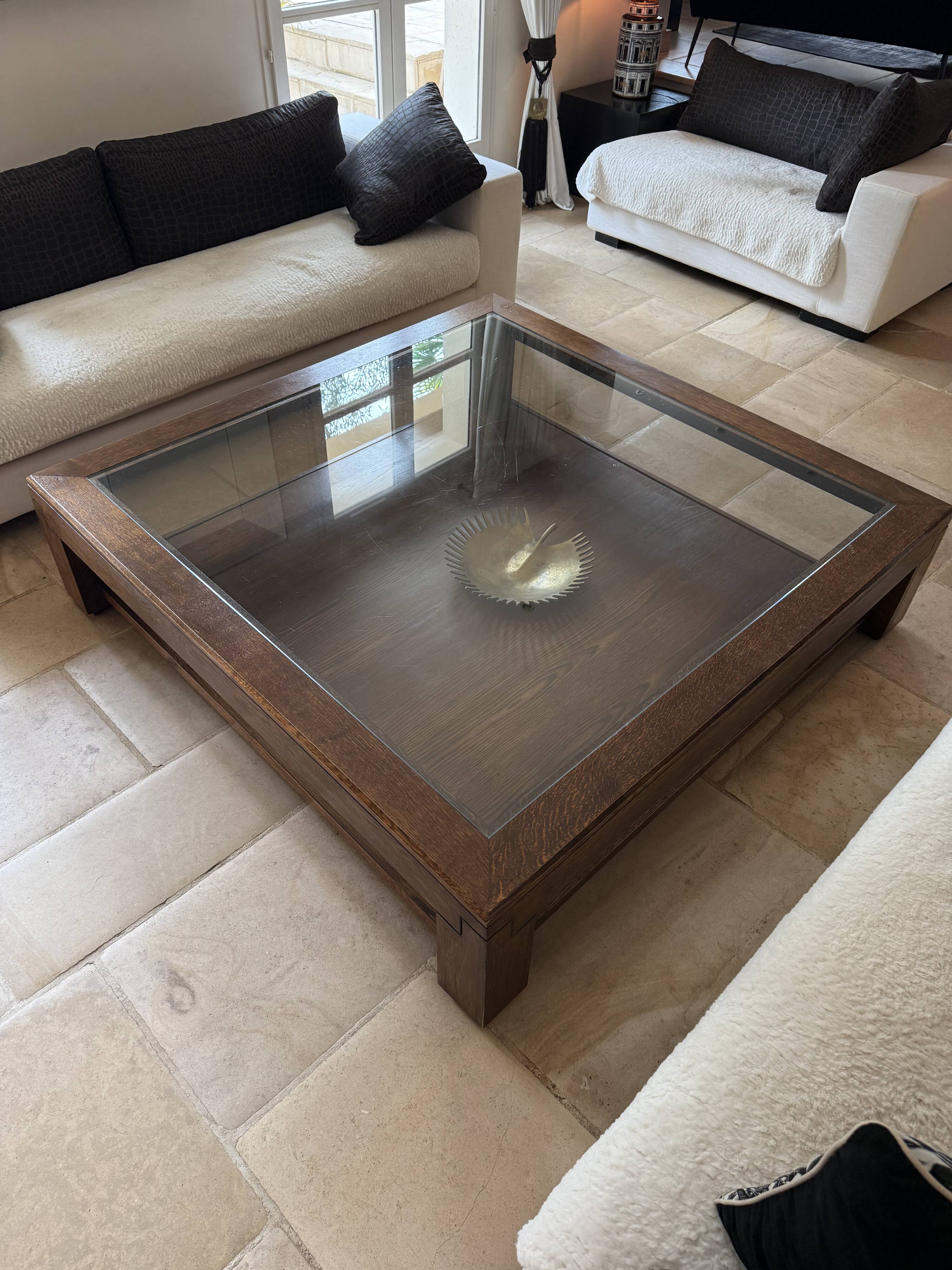 Wood and glass coffee table