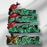 Set of twelve Vallauris majolica ceramic knife rests