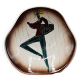 Vintage ceramic bowl from the 50s and 60s drum player