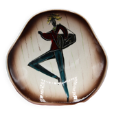 Vintage ceramic bowl from the 50s and 60s drum player