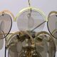 Gino Vistosi Mid-Century Modern Amber Glass and Brass Chandelier, 1970s