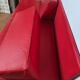 Large vintage red leather three-seater sofa – circa 1960 – structure e