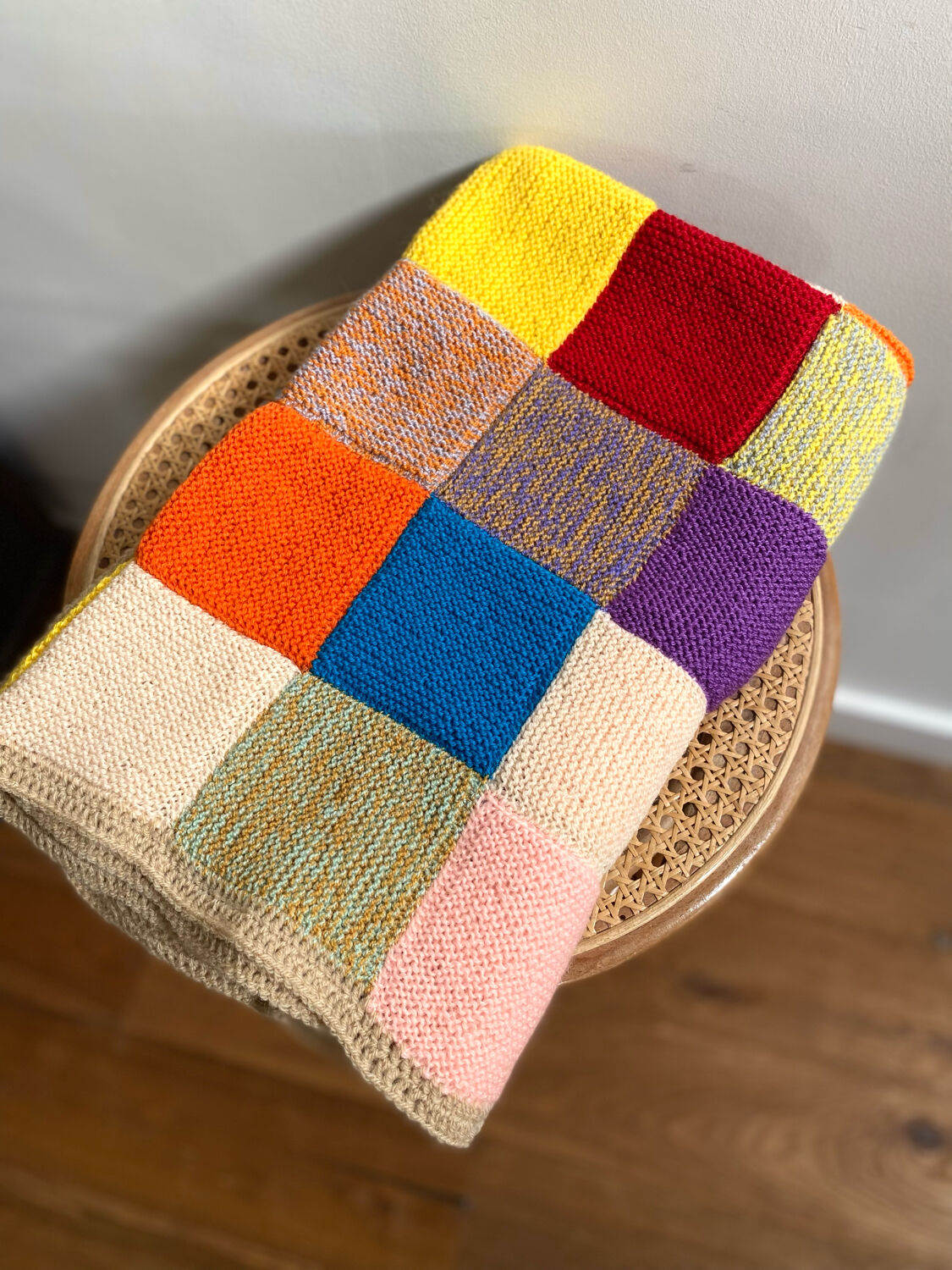 Granny Square Multicolor Crochet Old Wool Blanket