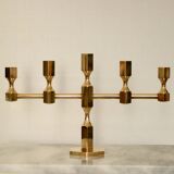Swedish brass five arm candelabra by Gusum