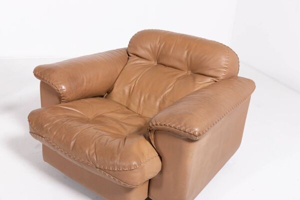 De Sede DS 101 brown leather lounge chairs, 1970's