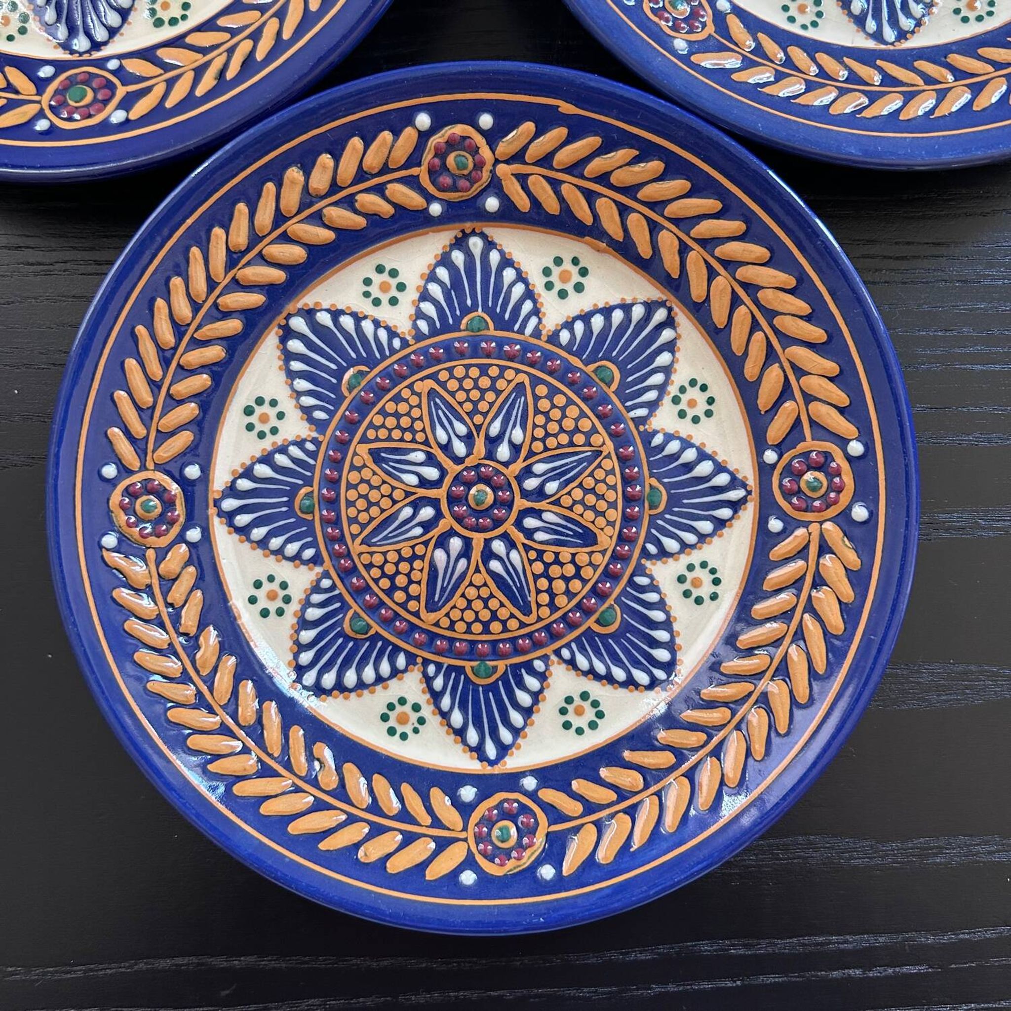 Trio of plates signed HB Quimper