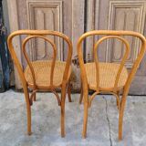 Pair of Thonet style bistro chairs in bentwood canework - 1930s