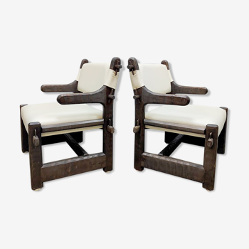 2 midcentury armchairs sculptural nature