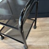 Vintage black metal rolling dessert trolley