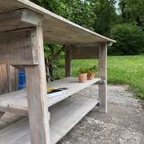 Console, établi en bois blanchi