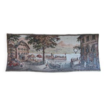 Antique tapestry from lake wolfgang, austria, 1930s-40s.