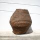 Old basket, burgundy straw and bramble, woven basket, interior decoration