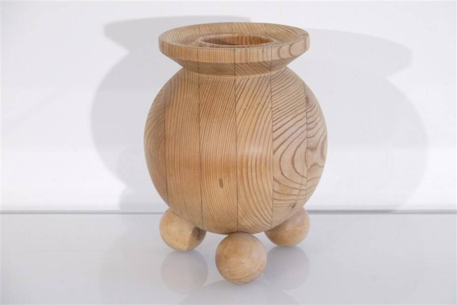 Large handmade wooden candle holder from the 1950s
