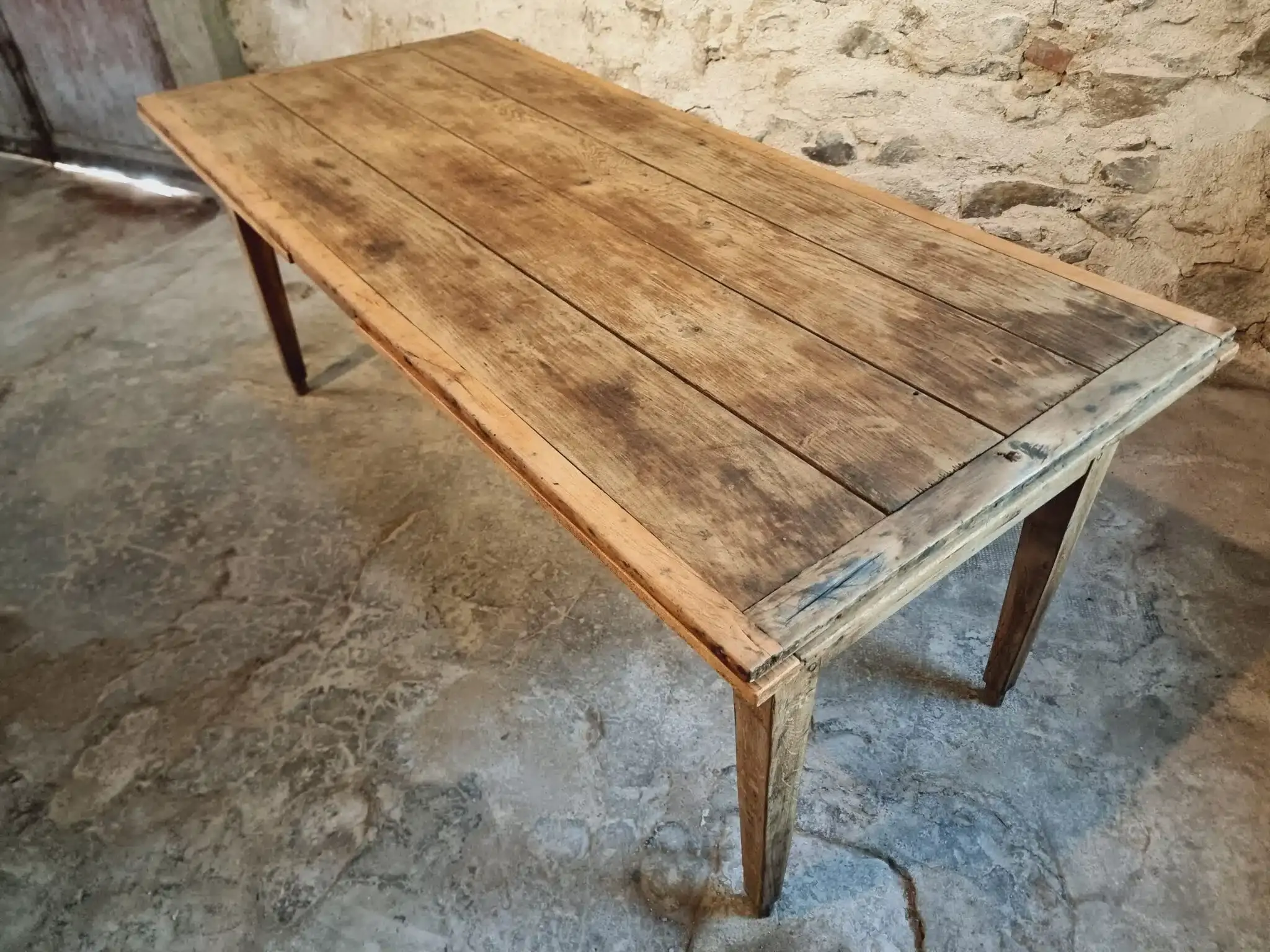 19th Century French Farmhouse Table in Chestnut Wood, Extendable to 365cm, Rustic Dining or Work Table