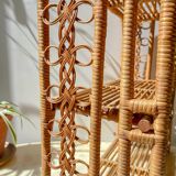 Vintage 1950s rattan folding shelf