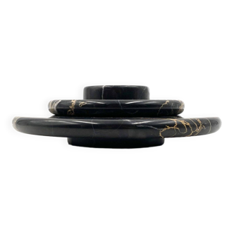 Portoro black marble centerpiece / vide poche, Casigliani Italy, 1970s