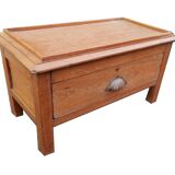 Table Basse Chevet avec Tiroir Ancien Petit Coffre en Teck Pièce d'Origine Inde