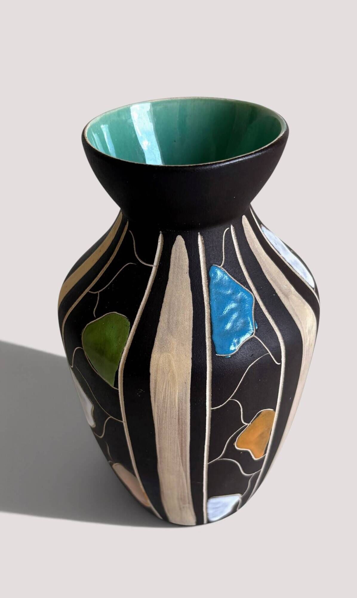 Bodo Mans “Valencia” Ceramic Vase for Bay Keramik, West Germany, 1960s