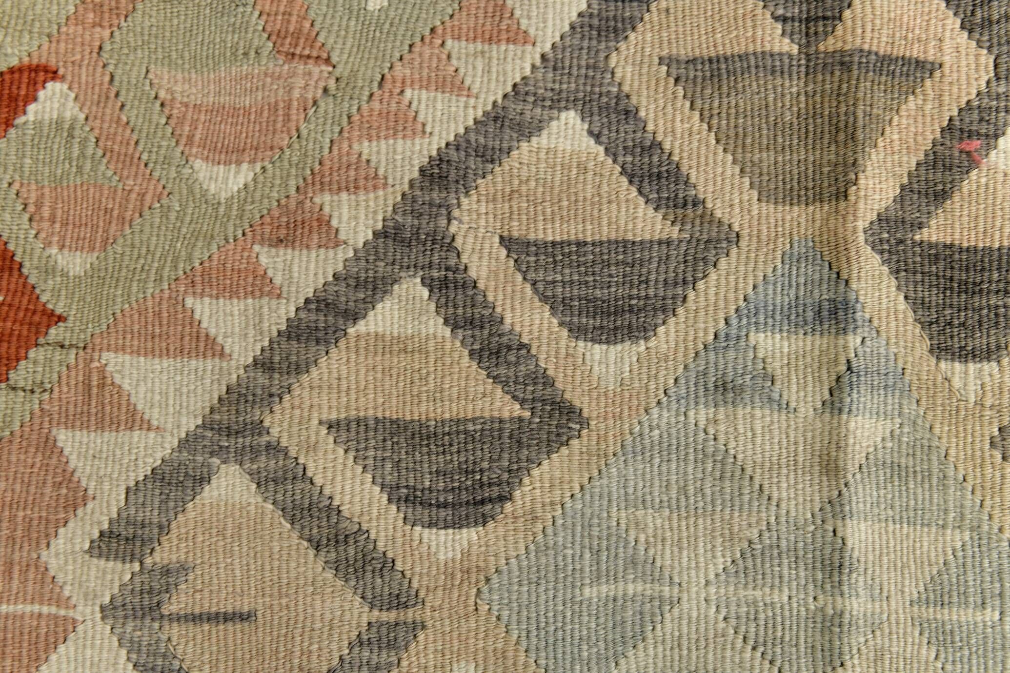 5x7 Brown & Red Turkish Vintage Kilim Rug 148x223Cm SK 35162
