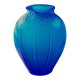 Vases art déco en persglas bleu givré avec décor floral et lignes épurées