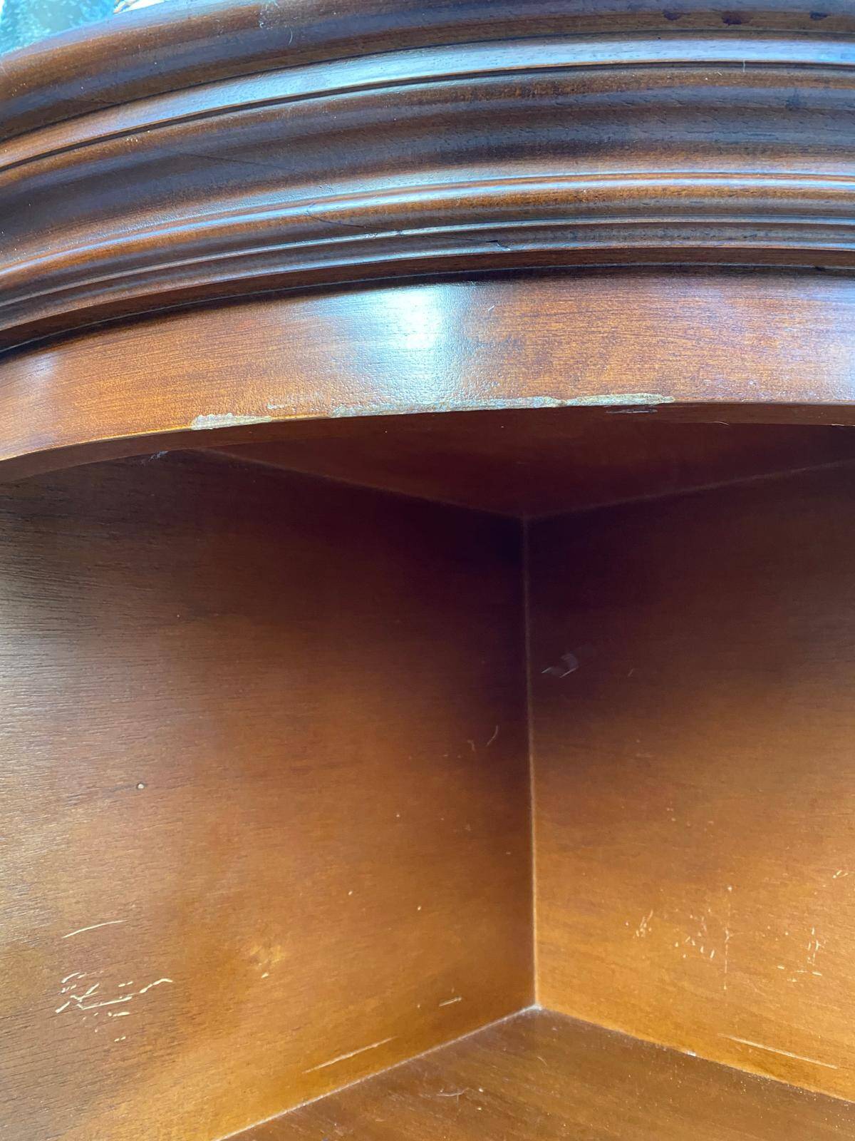 Quarter-round corner display cabinet in solid wood