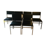 Lot de 6 chaises design en cuir années 70