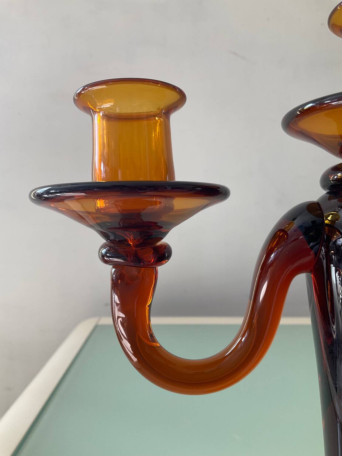 Amber glass chandelier from the 70s