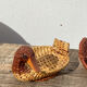 Duo of vintage wicker duck pans / empty rattan pocket