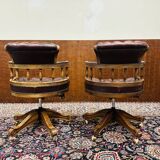 Set English Chesterfield Captain Chairs red Office chair