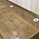 Early 20th-century oak school desk with porcelain inkwells