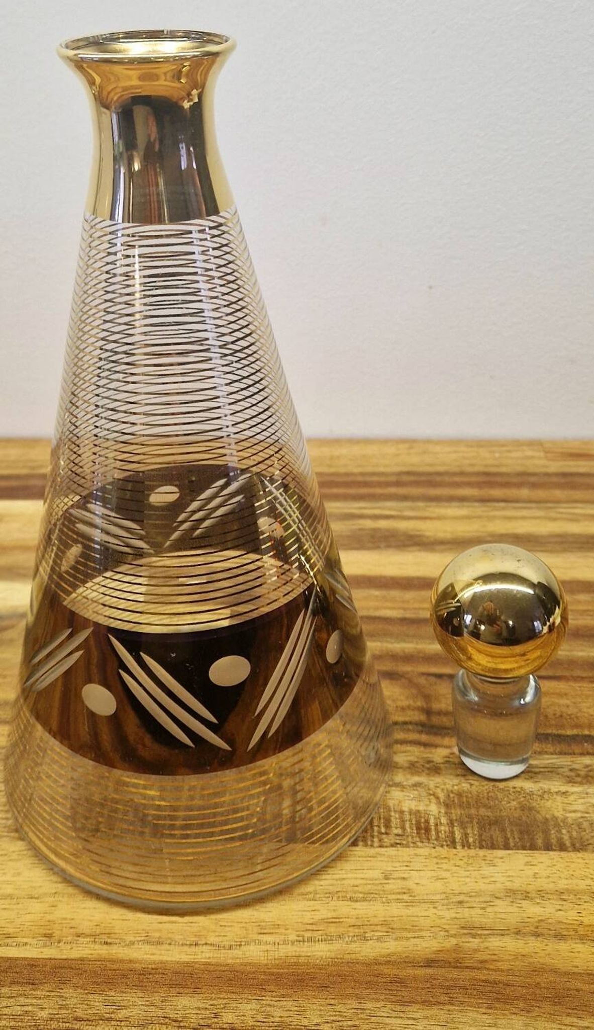 Carafe verre style art déco décor or