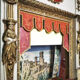 Castelet théâtre de guignol fin 19ème avec 5 marionnettes d'époque + copie d'un livret