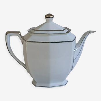 White and silver Bernardaud teapot