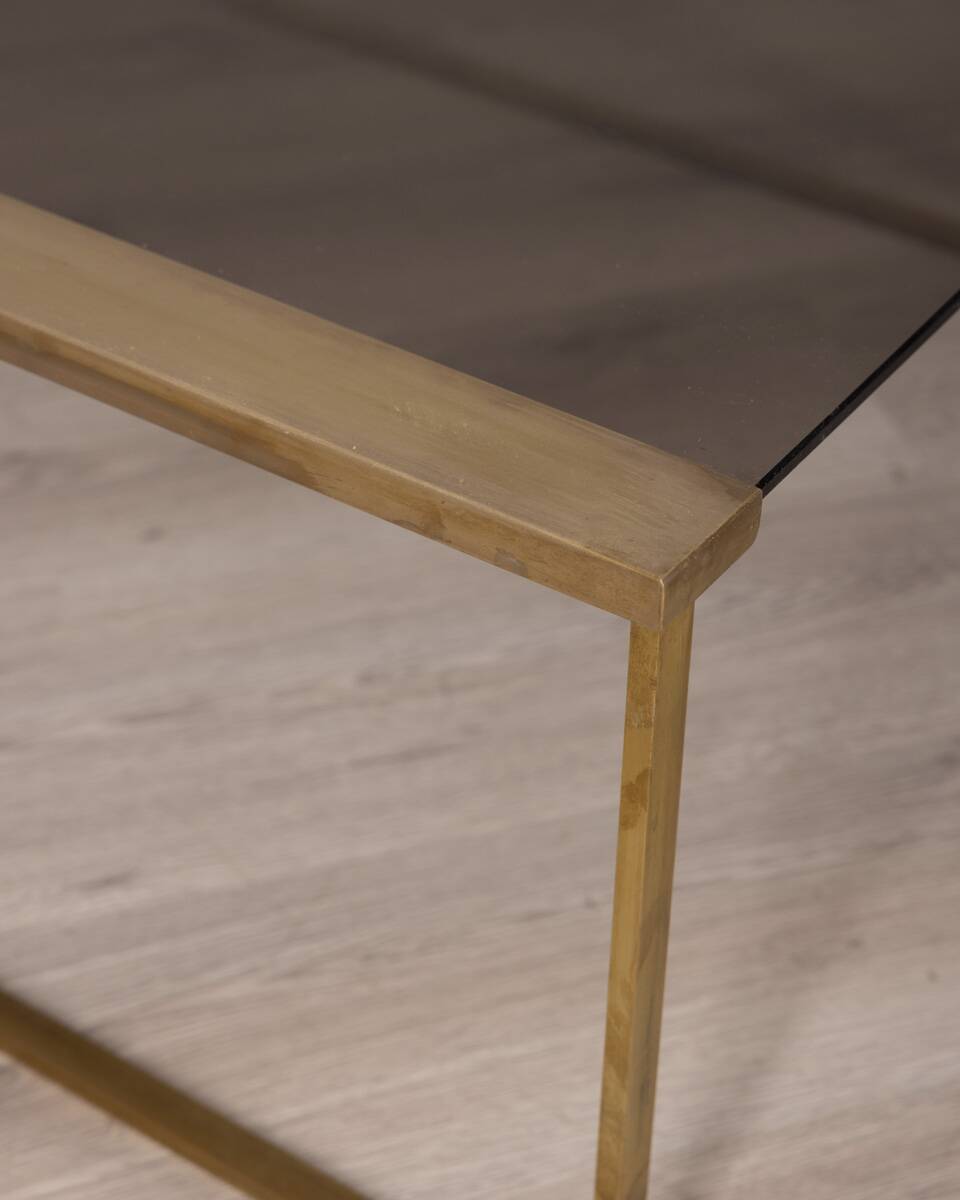 Vintage 1960s italian design brass and glass coffee table