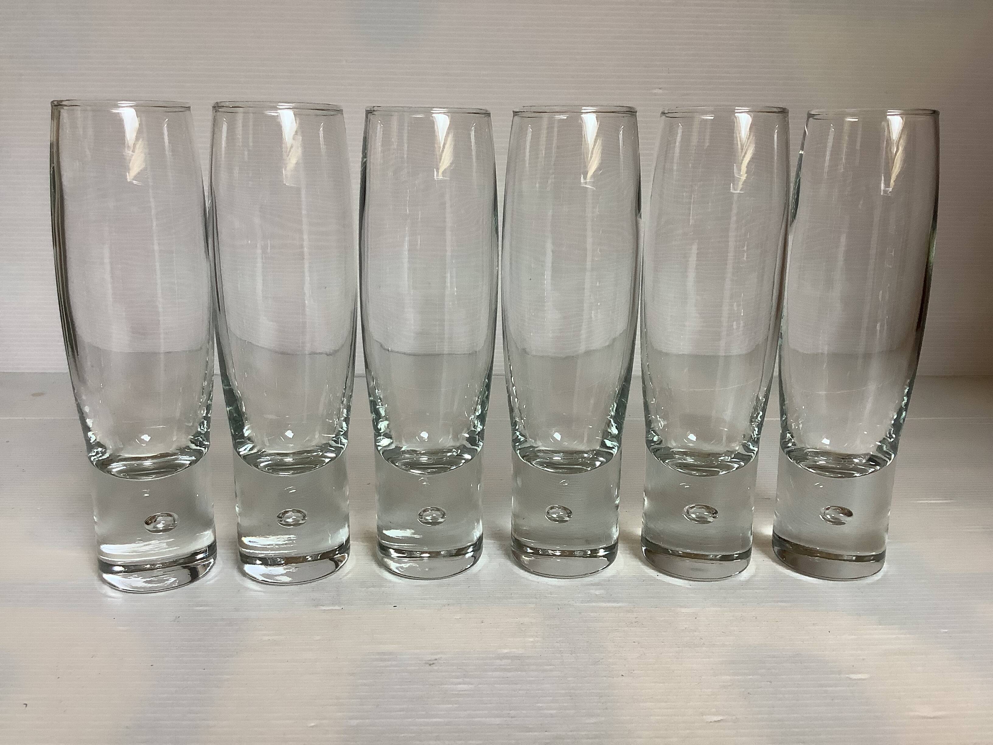 6 bubble flutes with a foot in the Kosta Boda style