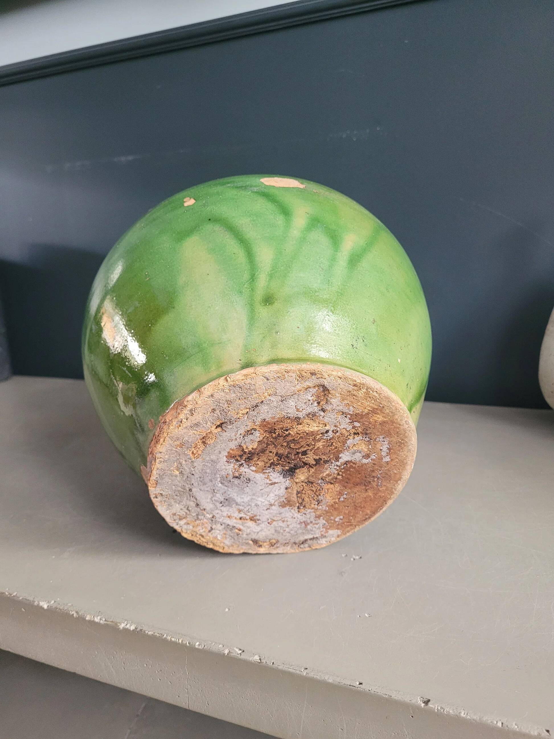 Green glazed terracotta jar