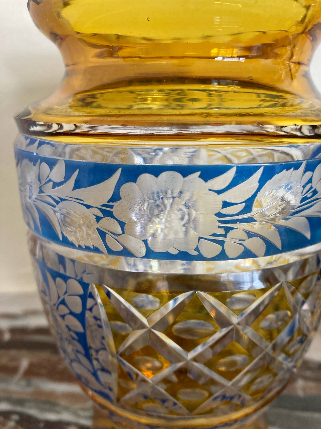 Art Deco polychrome crystal vase