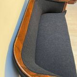 Biedermeier Sofa in Walnut Veneer & Black Teddy Fabric, Vienna, Austria, 1825