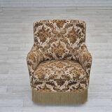 1960s, Danish armchair, furniture velour fabric, ash wood.