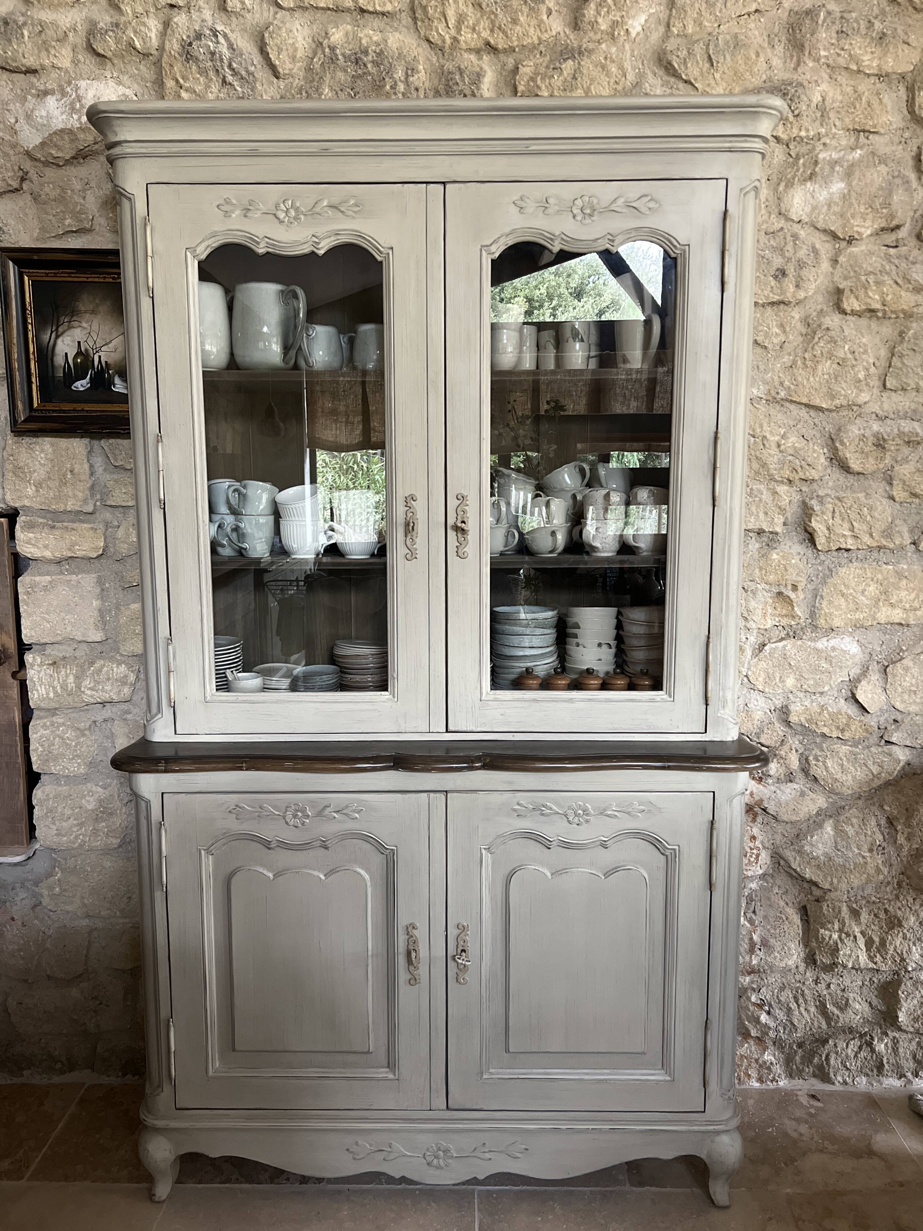 Magnificent Provençal secretary storage furniture made of solid wood with olives.