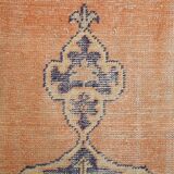 Orange & navy blue turkish vintage rug