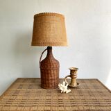 Wicker lamp, jute lampshade, fabric cable 2 m