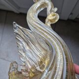 Murano swan-shaped lamp - Blown glass with gold inclusions - 1950
