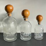 BOTTLES Engraved Glass and VINTAGE Wood