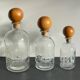 BOUTEILLES Verre Gravé et Bois VINTAGE