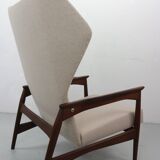 Danish adjustable wingback lounge chair in teak by Ib Kofod Larsen