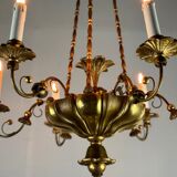 Gilded wood and brass chandelier, Central Europe circa 1900