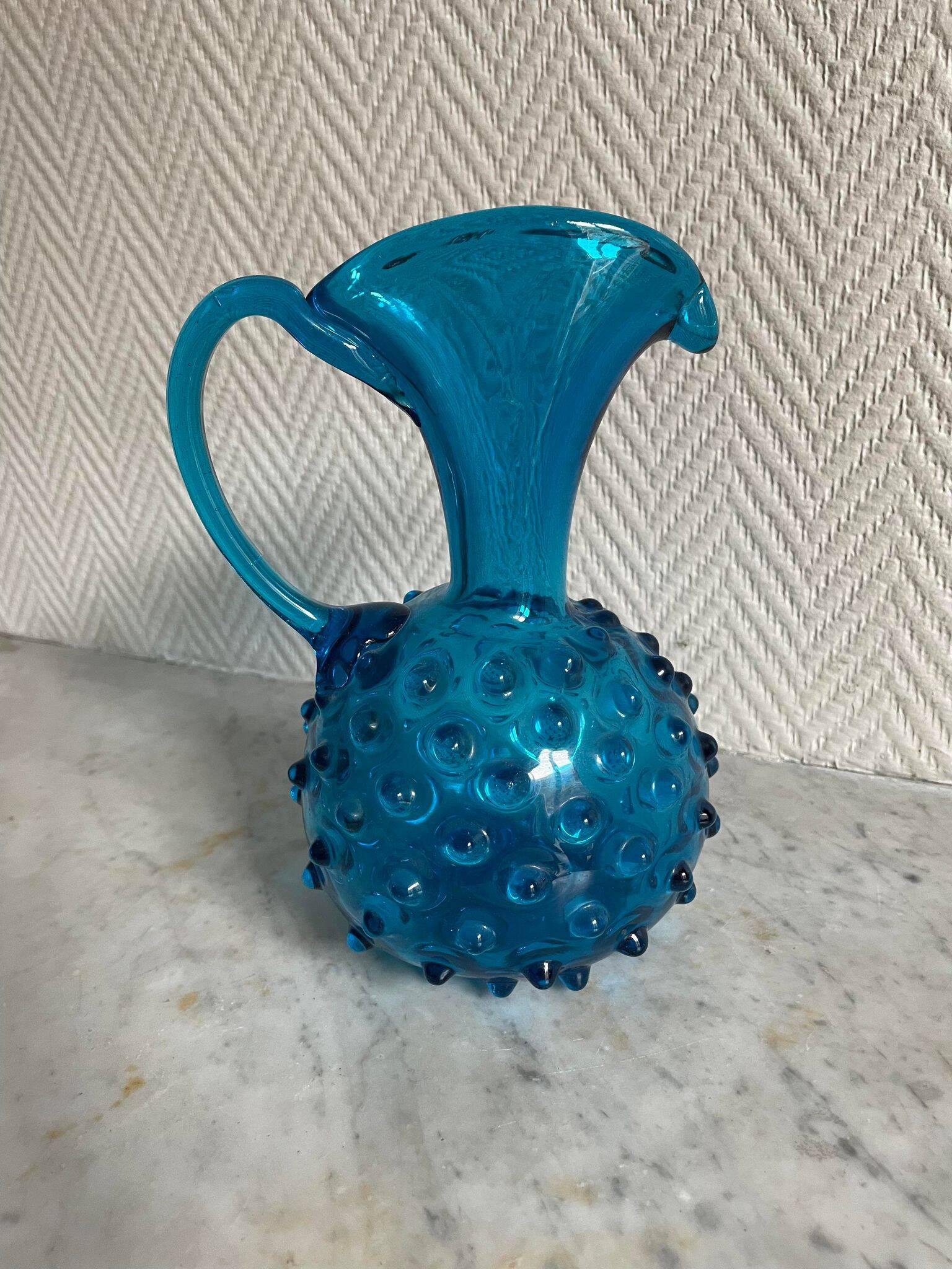 Empoli style studded blue vase