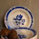 Five old "grandmother" plates with blue flowers